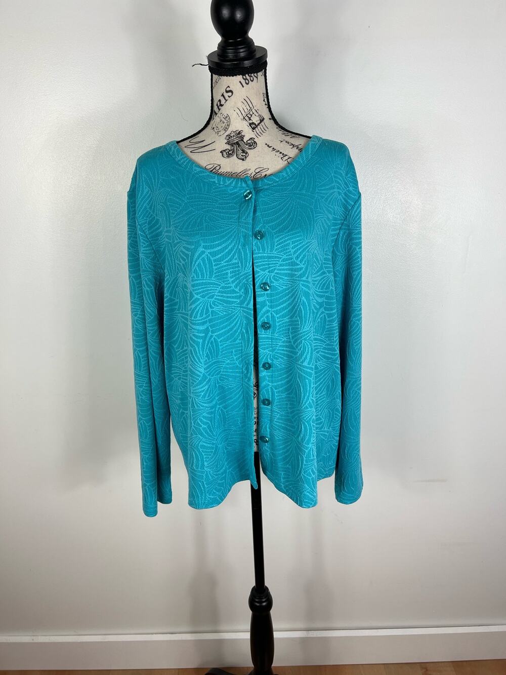 Erika Light Blue Patterned Button Up Cardigan